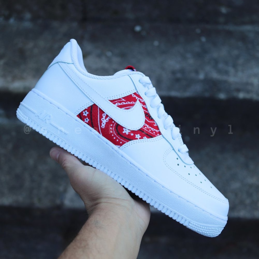 Nike Air Force 1 Low Red Bandana Custom NWT